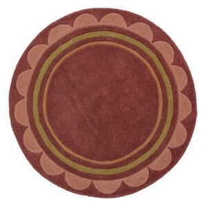 Bordo rdeča ročno tkana volnena okrogla preproga ø 120 cm Lois – Flair Rugs