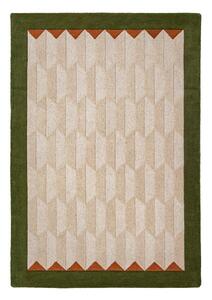 Zelena/v naravni barvi ročno tkana volnena preproga 120x170 cm Apex Border Wool – Flair Rugs