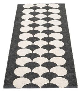 Črn/kremno bel zunanji in notranji tekač 70x150 cm Poppy Black Vanilla – Pappelina