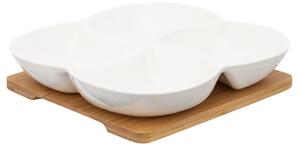 Altom Porcelanski set delikatesnih izdelkov na pladnju iz bambusa, 22 x 22 x 4,5 cm