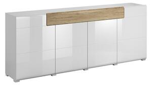 Komoda Torsone 102, Bela, Hrast San Remo, Sijaj bela, 84x208x40cm