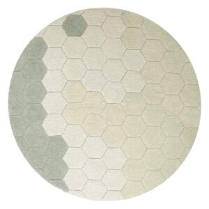 Svetlo zelena pralna ročno tkana bombažna okrogla preproga ø 140 cm Honeycomb Blue Sage – Lorena Canals