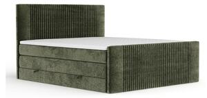 Temno zelena boxspring postelja s prostorom za shranjevanje 180x200 cm Bergamo – Maison de Rêve