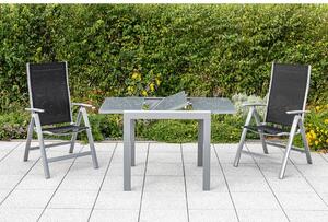 Gardenson Raztegljiva Vrtna Miza Ambia, Steklo, Aluminij, 80-120x70