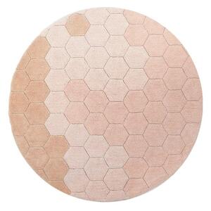 Svetlo rožnata pralna ročno tkana bombažna okrogla preproga ø 140 cm Honeycomb Rose – Lorena Canals