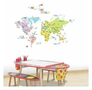 Komplet stenskih nalepk Ambiance World Map for Children