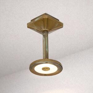 Moretti Luce Zunanja stropna LED-svetilka Aura Disk, višina 20 cm, starinsko medenina, Bronasta / starinska medenina, Medenina, Podeželska hiša / Rustikalna
