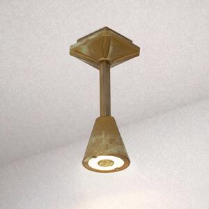 Moretti Luce Zunanja stropna LED-svetilka Silva Disk, višina 26 cm, starinsko medenina, Bronasta / starinska medenina, Medenina, Podeželska hiša / Rustikalna