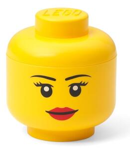 Rumena škatla za shranjevanje v obliki glave LEGO® Girl, 10,5 x 10,6 x 12 cm