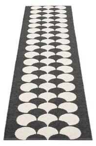 Črn/kremno bel zunanji in notranji tekač 70x250 cm Poppy Black Vanilla – Pappelina