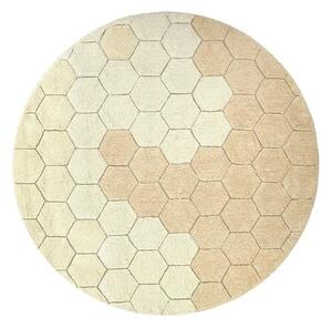 Oker rumena pralna ročno tkana bombažna okrogla preproga ø 140 cm Honeycomb Golden – Lorena Canals