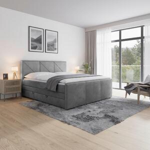 POSTELJA BOXSPRING 180 cm x 200 cm , leseni material svetlo siva