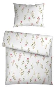 POSTELJNINA Mavie 140/200 cm saten roza, bela