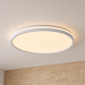 Lindby LED stropna svetilka Edmund, bela, Ø 39 cm, CCT, IP44, Bela, Kopalnica, Plastika, Sodobni