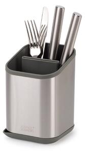 Odcejalnik posode za pribor iz nerjavečega jekla v sijajno srebrni barvi 11x11,5 cm Duo Steel – Joseph Joseph