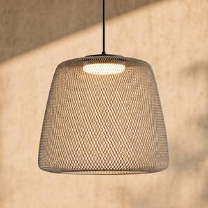 Lucande LED-visoka svetilka Korvyn, kamnito siva, Ø 50 cm, stopnjevalno, zatemnjen, Siva, Kovina, Dizajn