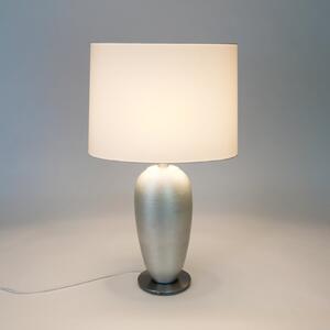 Holländer Namizna svetilka OMEGA OVAL, srebrno-bela, višina 65 cm, keramika, E27, Kovinska, Dnevna soba / jedilnica, Keramika