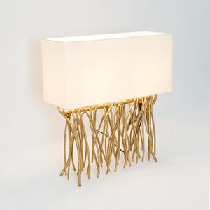 Holländer Namizna svetilka CAPRI, zlata/ekru, višina 51 cm, kovina, 2 x E14, Zlata / medeninasta, Dnevna soba / jedilnica, Kovina