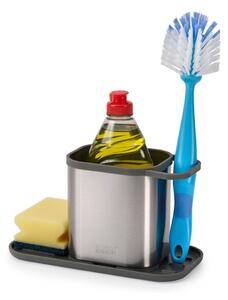 Kovinsko držalo za detergent v sijajno srebrni barvi Duo Steel – Joseph Joseph