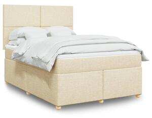 VidaXL Box spring postelja z vzmetnico krem 140x190 cm blago