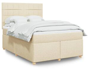 VidaXL Box spring postelja z vzmetnico krem 140x190 cm blago