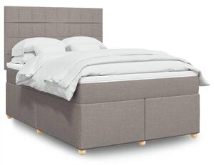 VidaXL Box spring postelja z vzmetnico taupe 140x190 cm blago