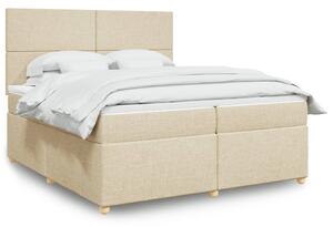 VidaXL Box spring postelja z vzmetnico krem 200x200 cm blago