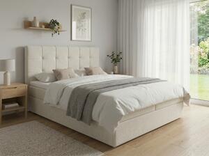 Oblazinjena postelja boxspring DIRELIS VIBE 140x200 cm krem barve Vzmetnica: Vzmetnica Bonell