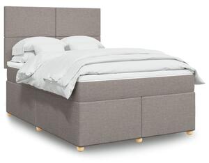 VidaXL Box spring postelja z vzmetnico taupe 140x200 cm blago