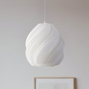 Lindby obesna svetilka Nuvia, Ø 30 cm, bela, 3D tisk, zatemnjen, Bela, Dnevna soba / jedilnica, Plastika, Sodobni