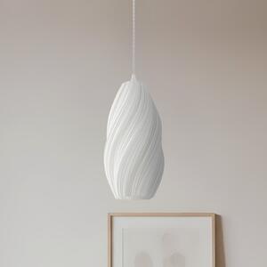Lindby obesna svetilka Nuvia, Ø 15,5 cm, bela, 3D tisk, zatemnjen, Bela, Dnevna soba / jedilnica, Plastika, Sodobni