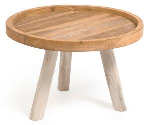 Okrogla mizica iz masivnega tika v naravni barvi ø 55 cm Glenda – Kave Home
