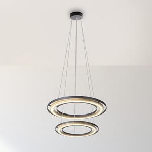 Globo LED-visoka svetilka Rilas, črna/les, premer 57 cm, z možnostjo zatemnitve, zatemnjen, Črna, Dnevna soba / jedilnica, Kovina