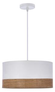 Bela viseča svetilka s senčnikom iz tekstila in furnirja ø 30 cm Bianco – Candellux Lighting