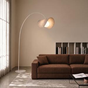 Lucande LED-lokasta svetilka Sansibar, bež, 180 cm, z možnostjo regulacije, zatemnjen, Bež, Dnevna soba / jedilnica, Tkanine / tekstil, Dizajn