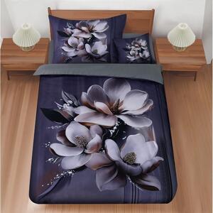 Temno vijolična enojna 3-delna posteljnina 140x200 cm Magical Magnolias – My House