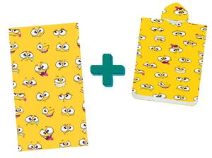 Plažni set SMILE – brisača 100×180 cm in pončo 80×145 cm, rumena