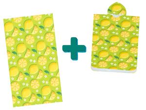 Plažni set LEMONS – brisača 100×180 cm in pončo 80×145 cm, zelena