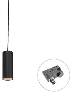 Dizajnerska viseča svetilka črna vklj. adapter za tirnico 3-fazni - 3-Phase Tubo
