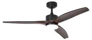 Stropni ventilator črn z lesnim potiskom 132 cm vklj. LED z možnostjo zatemnitve z daljinskim upravljalnikom - Joly