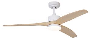 Stropni ventilator bel z lesenim potiskom 132 cm vklj. LED zatemnitev z daljinskim upravljalnikom - Joly
