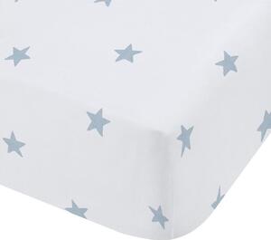 Bela/modra napenjalna bombažna otroška rjuha za posteljico 70x140 cm Mini Star & Stripes – Bianca