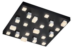 Črna LED stropna svetilka s kovinskim senčilom 45x45 cm Civeto – CINQUE