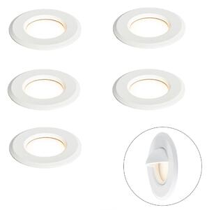 Komplet 5 modernih vgradnih reflektorjev bel vklj. LED IP67 - Linsey