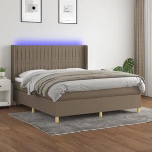 VidaXL Box spring postelja z vzmetnico LED taupe 180x200 cm blago