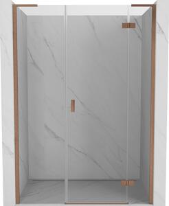 Mexen Mist-H L desna nihajna tuš vrata 130 cm, prozorna, brušena medenina - 8A5L-130-001-65-00-P