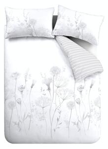 Bela in siva posteljnina Catherine Lansfield Meadowsweet Floral, 135 x 200 cm