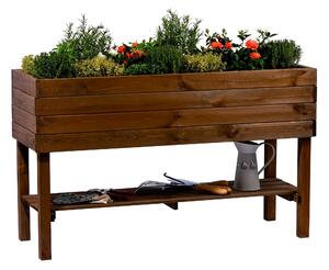 ATMOWOOD Lesena lesena cvetlična greda s polico 117 x 40 x 70 cm