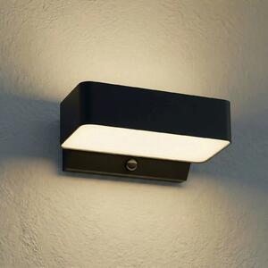 Lindby LED zunanja stenska svetilka Fando, antracitna, s senzorjem, IP44, Siva, Aluminij