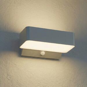 Lindby LED-zunanja stenska svetilka Fando, mat srebrna, senzor, IP44, Kovinska, Aluminij